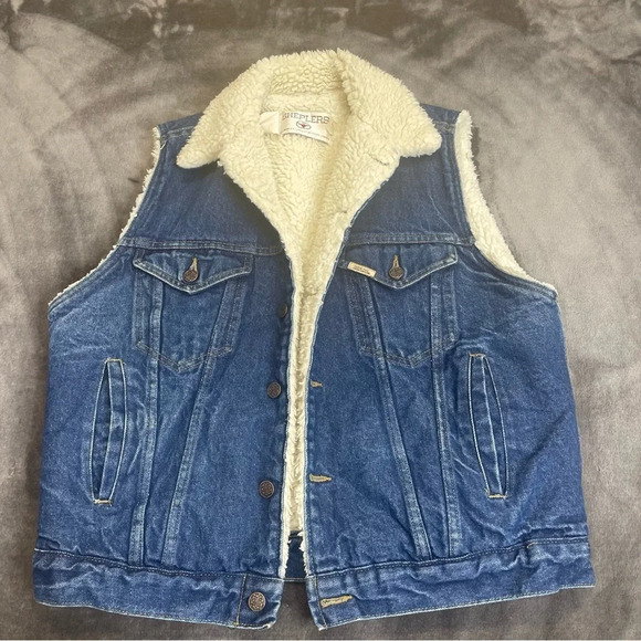 Sheplers Jackets & Blazers - Sheplers Shearling Lined Denim Vest Womens large